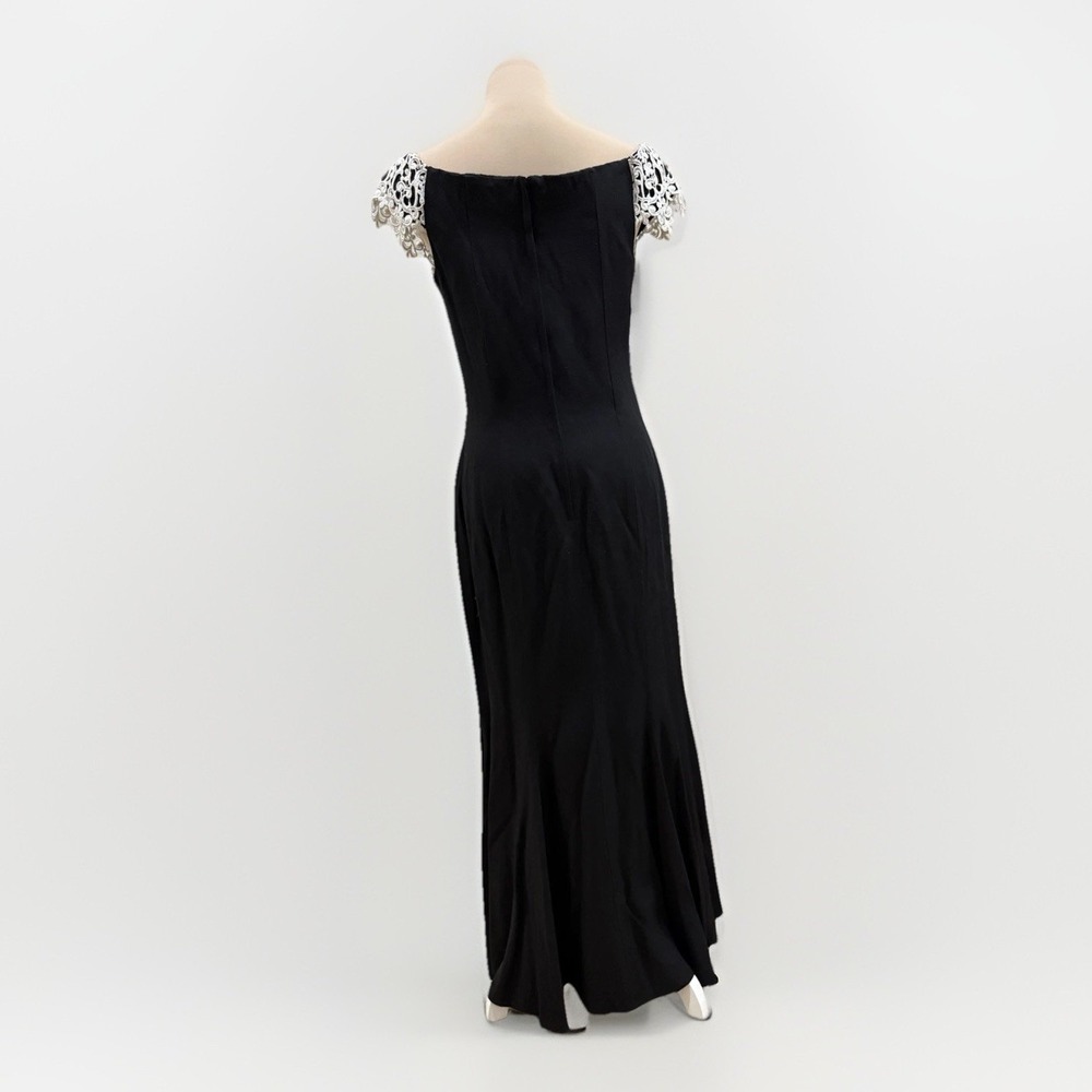 Vintage Scott McClintock Black‎ Maxi Dress 12 White Lace Whimsigoth Renaissance - Picture 6 of 9